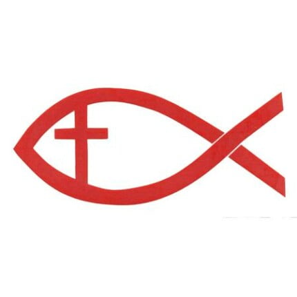 Jesus Fish with Cross Vinyl Window Sticker