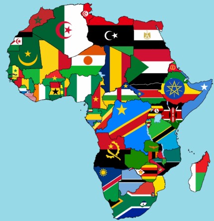 African-Map of flags sticker