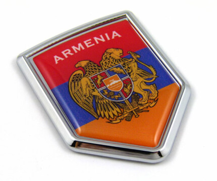 Armenia Flag Crest 3D Adhesice Chrome Auto Emblem