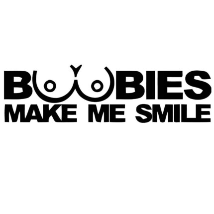 boobies make me smile guy sticker