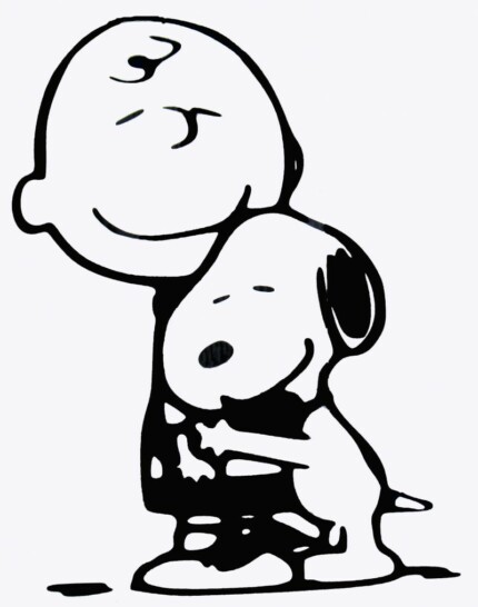 Charlie Brown and Snoopy Hug Diecut Decal