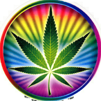 Psychedelic Pot Leaf Round Bumper Sticker Decal