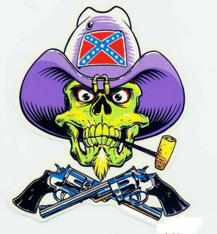 rebel skull purple hat sticker