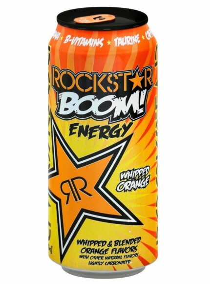 Rockstar BOOM ORANGE energy drink can shaped sticker