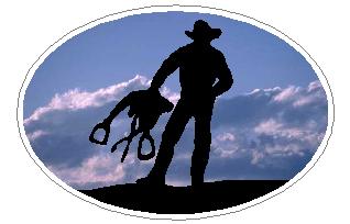 Oval Standing Cowboy Decal