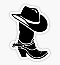 cowboy boot and hat B&W sticker