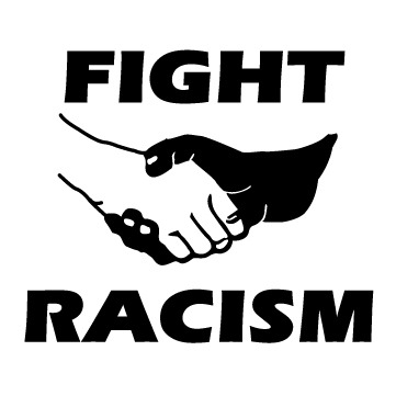 fight racism HAND SHAKE die cut decal 55