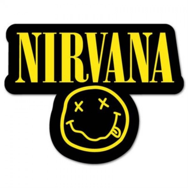 Nirvana Smiley Strip Sticker  Nirvana, Band stickers, Stencil logo