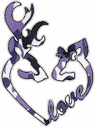 DEER HEADS HEART FILLS with LOVE camo purple