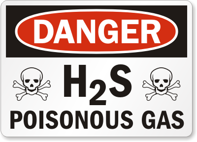 H2S Poisonous Gas Danger Sign 2