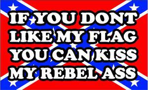 if you dont like my flag kiss my rebel ass sticker
