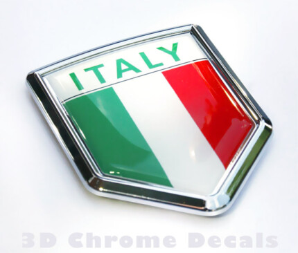 Italy Italian Flag Crest Car Chrome Emblem Decal 3D Sticker