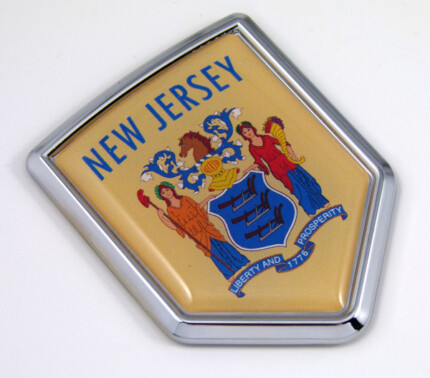 new jersey US state flag domed chrome emblem car badge decal