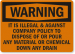 No Chemicals Drain Warning Sign