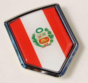 Peru Peruvian Flag Crest Car Chrome Emblem 3D Decal Sticker