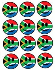 0 SOUTH AFRICAN FLAG STICKER ROUND x12