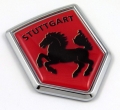 Stutgart Red Flag Crest 3D Adhesice Chrome Auto Emblem