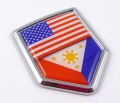 USA Philippine 3D Adhesive Automobile Chrome Emblem