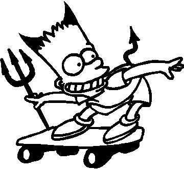 Bart skateboard devil simpson die cut decal