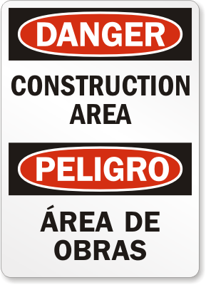Bilingual Construction Area Sign 2