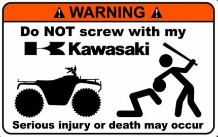 Kawasaki Funny Warning Sticker 3