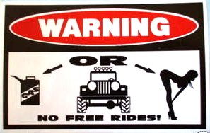 No Free Rides Funny Warning Sticker Set