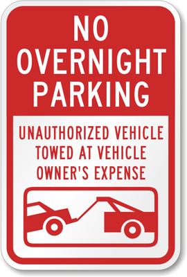 No Overnight Parking Sign 2