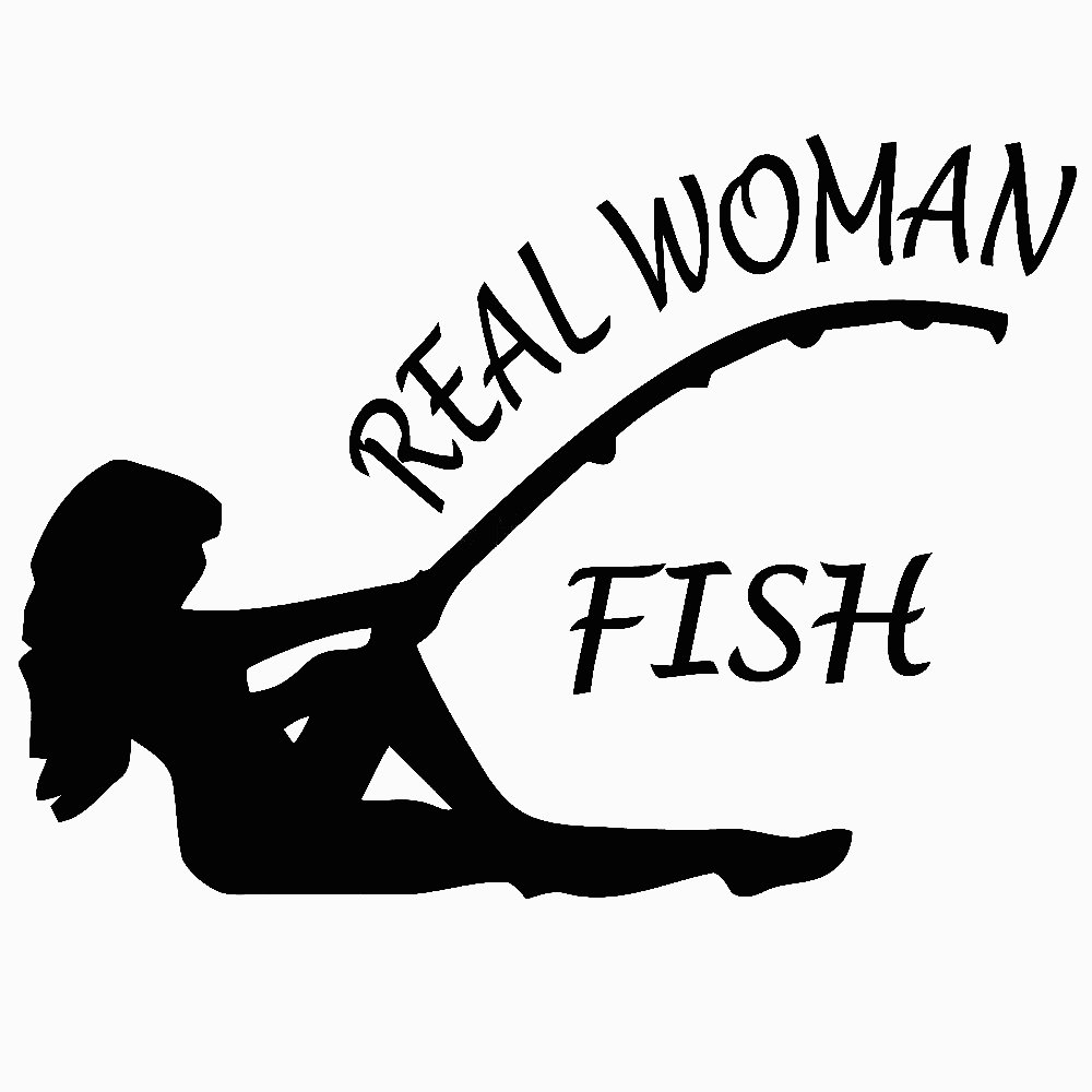 real woman fish hunting fishing trout salmon bass sticker - Pro
