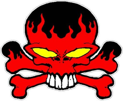 Red Skull with Flames Color Sticker