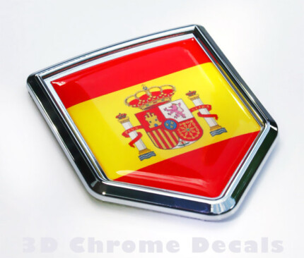 Spain Flag Crest Spanish Emblem Chrome Car Decal Sticker