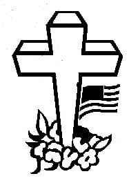 Cross with Flag and Flowers Decal