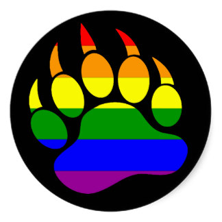gay bear pride rainbow bear paw black sticker