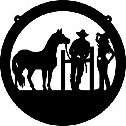 Horse and Two People Decal