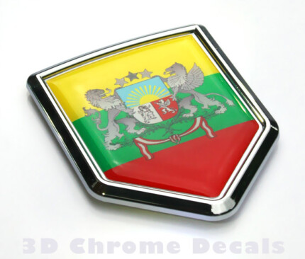 Lithuavania Flag Crest Emblem Chrome Car Decal Sticker