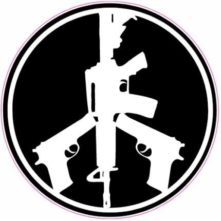 Peace-Sign-Gun-BLACK AND WHITE GUN CONTROL Sticker
