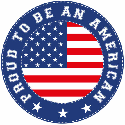 PROUD TO BE AN AMERICAN ROUND STICKER