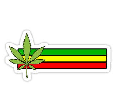 Rasta Stripes with Weed Leaf Sticker