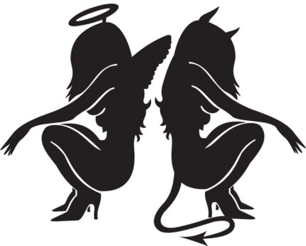 Angel and Devil Sitting Decal 1
