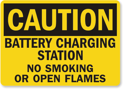 Battery Charging Danger Signs and Labels 10