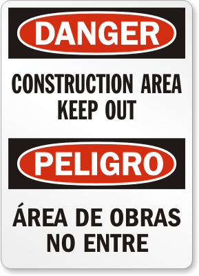 Bilingual Construction Area Sign 1