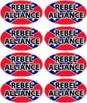 confederate flag oval REBEL ALLIANCE decals - 8 total