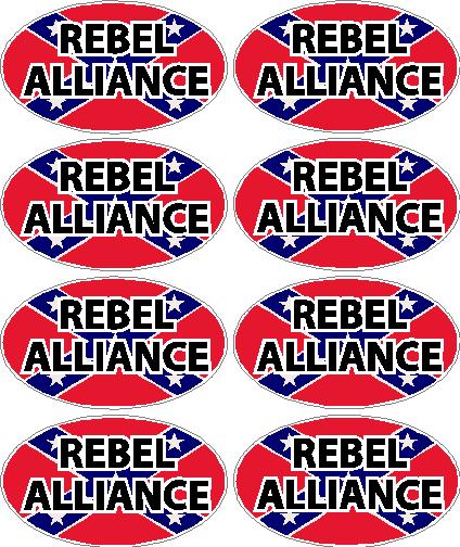 confederate flag oval REBEL ALLIANCE decals - 8 total