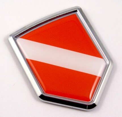 Diver Flag Logo 3D Shield Emblem Domed Sticker