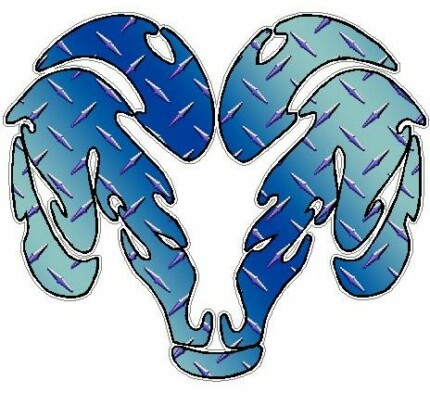 Dodge Ram Tribal Logo - Diamond Plate BLUE