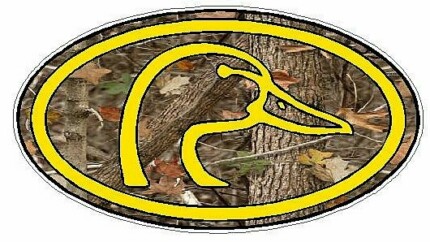 Duck Hunting Oval Decal 66 - Camo Nature Yellow