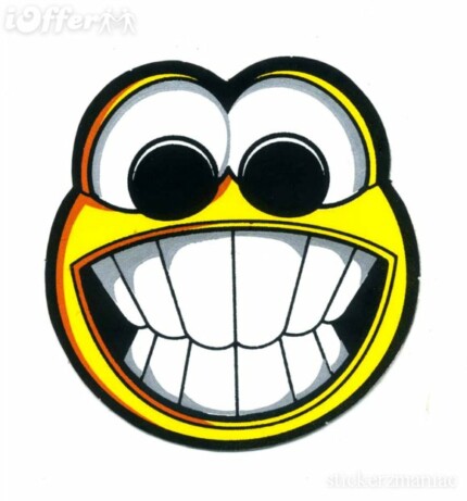 funny face smile tooth emoticon bike car decal