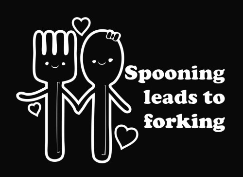 Funny Spooning Leads to Forking Die Cut Vinyl Decal Sticker