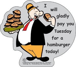 Popeye Whimpy Hamburger Decal Sticker