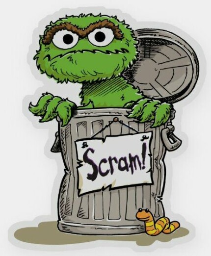 Sesame Street Muppet OSCAR SCRAM Funny Cartoon Sticker 6