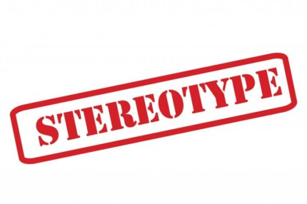 stereotype red and white sticker